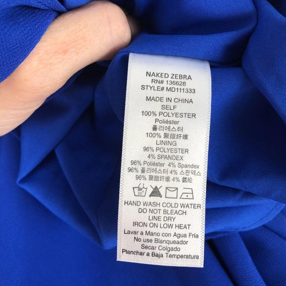 NAKED ZEBRA Blue Mini Dress NWOT Women's Size Small Sleeveless Ruffle Tie Back - Picture 9 of 9